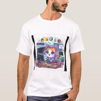 T-Shirt Kawaii Chat Programmeur | Chat de Codage M