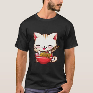 T-shirt Kawaii Chat Ramen Aimer Nourriture Japonaise Amusa