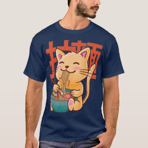 T-shirt Kawaii Chat Ramen Anime Neko nouilles alimentaires