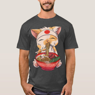 T-shirt Kawaii Chat Ramen nouilles Cute Kitten Anim Japona