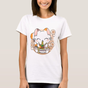 T-shirt Kawaii Chat Ramen nouilles Otaku Anime japonais Ne