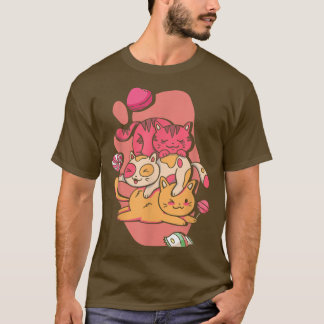 T-shirt Kawaii Chats Kitten Lollipop Art japonais