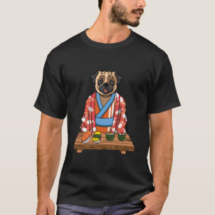 T-shirt Kawaii Chien japonais Carlin Kimono Sushi