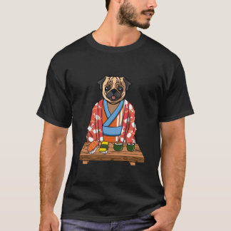 T-shirt Kawaii Chien japonais Carlin Kimono Sushi