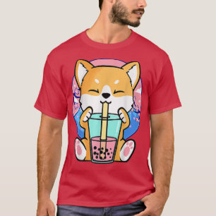 T-shirt Kawaii Corgi Chien Bubble Tea Boba Anime Neko Japa