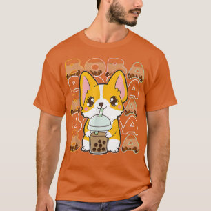 T-shirt Kawaii Corgi Chien Bubble Tea Boba Anime Neko Japa
