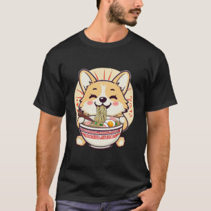 T-shirt Kawaii Corgi Manger Ramen - Cute Anime Chien