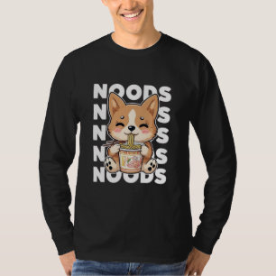 T-shirt Kawaii Corgi Manger Ramen Noodles Cute Anime Nourr