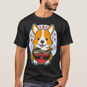T-shirt Kawaii Corgi Ramen Cute Noodles Amoureux de les ch