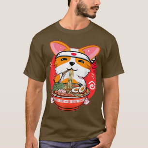 T-shirt Kawaii Corgi Ramen mignonne japonais manga Anime c