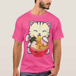 T-shirt Kawaii Cute Anime Chat Jaune Otaku Ramen Japonais