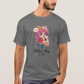 T-shirt Kawaii Cute Anime Girl Otaku Japonais Boba Tea Is