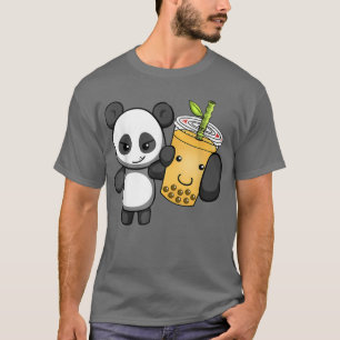 T-shirt Kawaii Cute Anime Panda Boba Buble Tea Otaku Homme