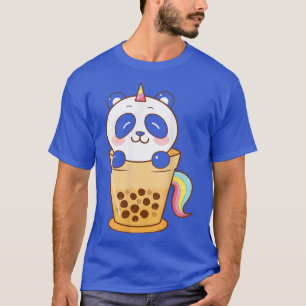 T-shirt Kawaii Cute Anime Panda Boba Buble Tea Otaku Homme