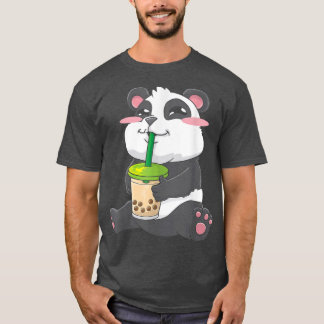 T-shirt Kawaii Cute Anime Panda Boba Buble Tea Otaku Homme
