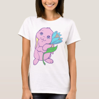 T-shirt Kawaii Cute Cartoon Lapin Lapin Flower