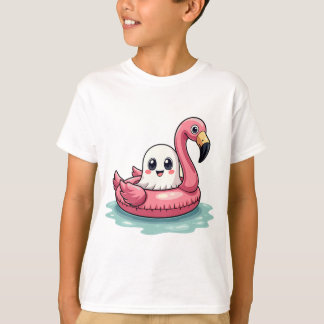 T-shirt Kawaii Cute Ghost Sur Une Piscine Drôle Été Éffray