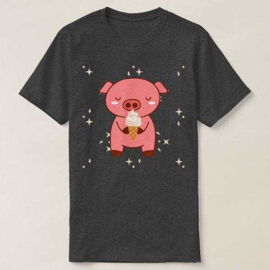 T-shirt Kawaii Cute Pig With Ice Cream Pajamas  (Design devant)