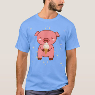 T-shirt Kawaii Cute Pig With Ice Cream Pajamas 3708