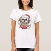 T-shirt Kawaii Cute Santa Shih Tzu Eating Ramen (Devant)
