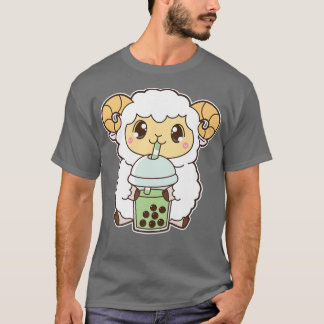 T-shirt Kawaii Cute Zodiac Boba Chèvre Matcha Green Bubble
