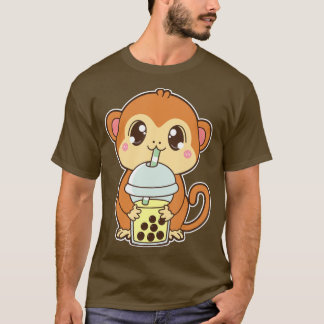 T-shirt Kawaii Cute Zodiac Boba Monkey Banana Bubble Tea