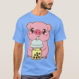 T-shirt Kawaii Cute Zodiac Boba Pig Banana Bubble Pearl Mi