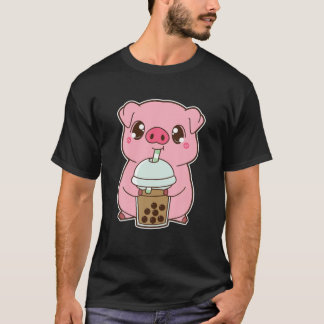 T-shirt Kawaii Cute Zodiac Boba Pig Classic Bubble Pearl M
