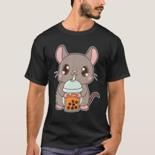 T-shirt Kawaii Cute Zodiac Boba Rat Thai Iced Bubble Lait