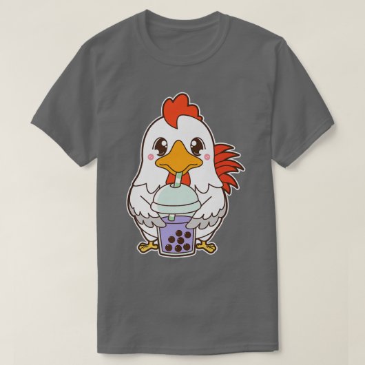 T-shirt Kawaii Cute Zodiac Boba Rooster Taro Bubble Pearl (Design devant)
