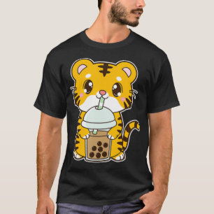 T-shirt Kawaii Cute Zodiac Boba Tiger Classic Bubble Pearl