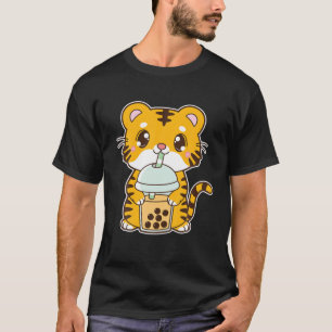 T-shirt Kawaii Cute Zodiac Boba Tiger Mango Bubble M