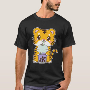 T-shirt Kawaii Cute Zodiac Boba Tiger Taro Bubble Pearl Mi