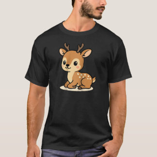 T-shirt Kawaii Deer Cartoon Cute Woodland Fawn Illustratio