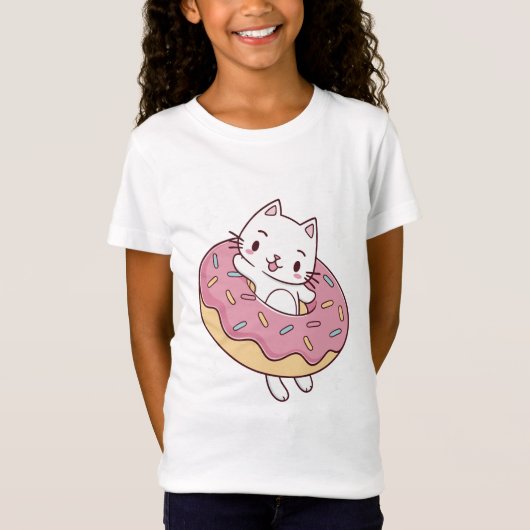 T-shirt Kawaii Donut Cat - Joli Kitty caricature a (Devant)