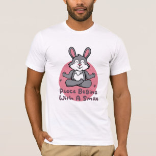 T-shirt Kawaii drôle lapin pratique yoga pose rose