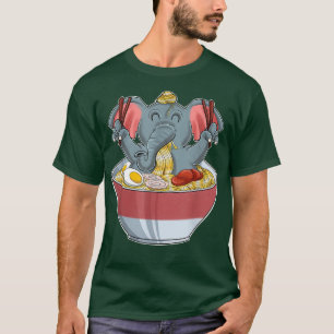 T-shirt Kawaii Elephant Japonais Ramen nouilles Otaku Anim
