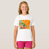 T-shirt Kawaii Été Gribouillages Soleil Plage et Tropical (Devant entier)