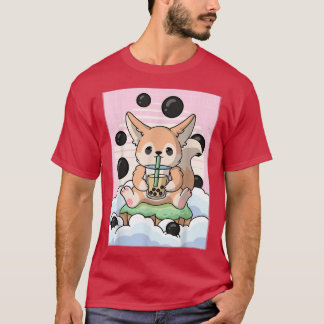 T-shirt Kawaii Fennec Fox Bubble Boba Milk Tea Japonais Ae