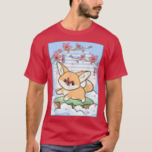 T-shirt Kawaii Fennec Fox Cherry Blossom japonais Estheti