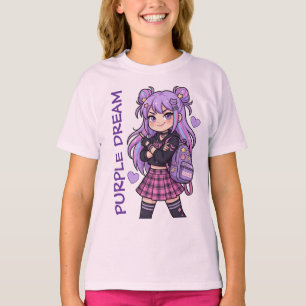 T-Shirt Kawaii Fille Anime Rêve Violet