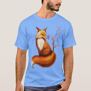 T-shirt Kawaii Fleur de fleurs de cerisier renard japonais