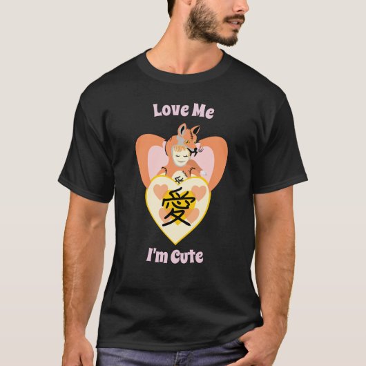 T-shirt Kawaii Foxy Cosplay Love Heart (Devant)
