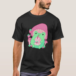 T-shirt Kawaii Frog Cottagecore Lait de fraise esthétique