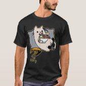 T-shirt Kawaii Gamer Cat Eating Ramen (Devant)
