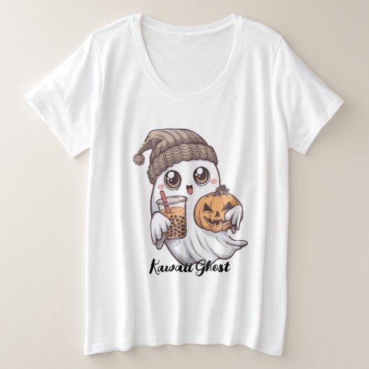 T-shirt Kawaii Ghost -Casquette confortable, Boba  (Design devant)