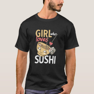 T-shirt Kawaii Girl Who Love Sushi Miso Ramen Chopsticks