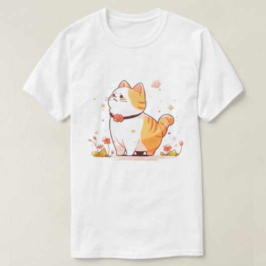 T-shirt Kawaii Happy Orange Tabby Cat (Design devant)