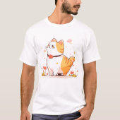T-shirt Kawaii Happy Orange Tabby Cat (Devant)