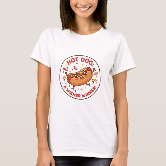 T-shirt Kawaii Hot Dog & Mustard Graphic (Devant)
